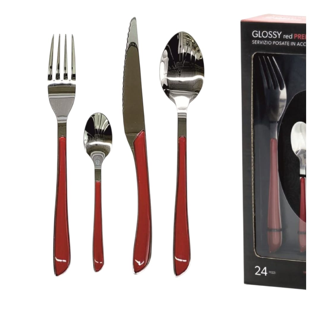 Set 24 posate rosse